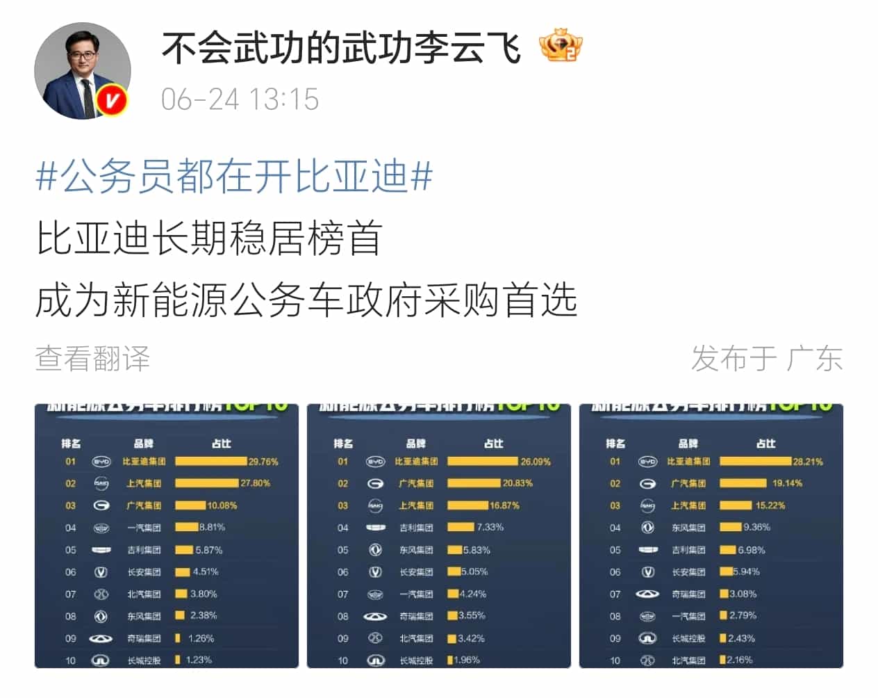 比亚迪成为公务车首选，品质值得信赖