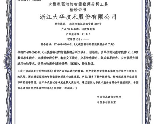 大华问数智能体一体机通过中国信通院"大模型驱动的智能数据分析工具"专项测试