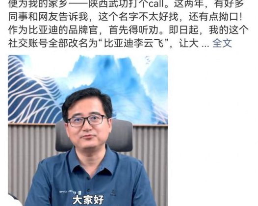 比亚迪李云飞为何把用了15年的网名换了？背后原因很接地气！
